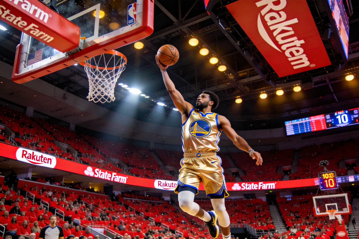 NBA总决赛金州勇士队球员执行关键投篮 - 大通中心球场内景