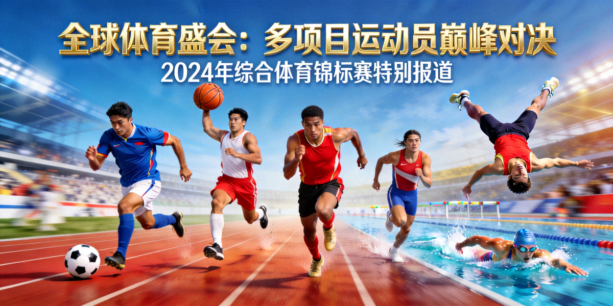 综合性体育新闻头条图片 - 多种运动项目运动员同台竞技的合成概念图